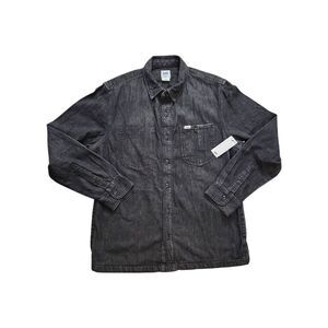 NWT Lee Men's Medium Very Loose Fit Denim Overshirt Grey/Black heavy pockets
